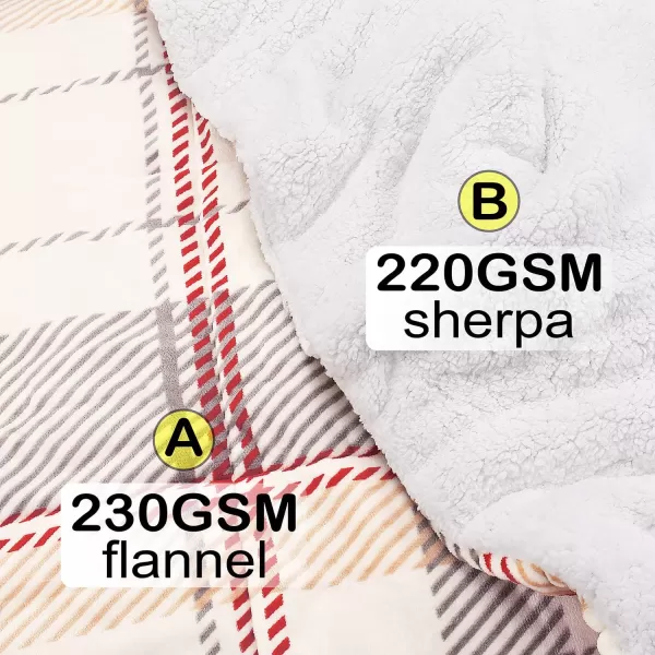 Catalonia Queen Size Sherpa Comforter Set UltraSoft Reversible Fluffy Micromink Bedding Set3 Pieces 1 Comforter and 2 Pillow ShamsKing Plaid Grey