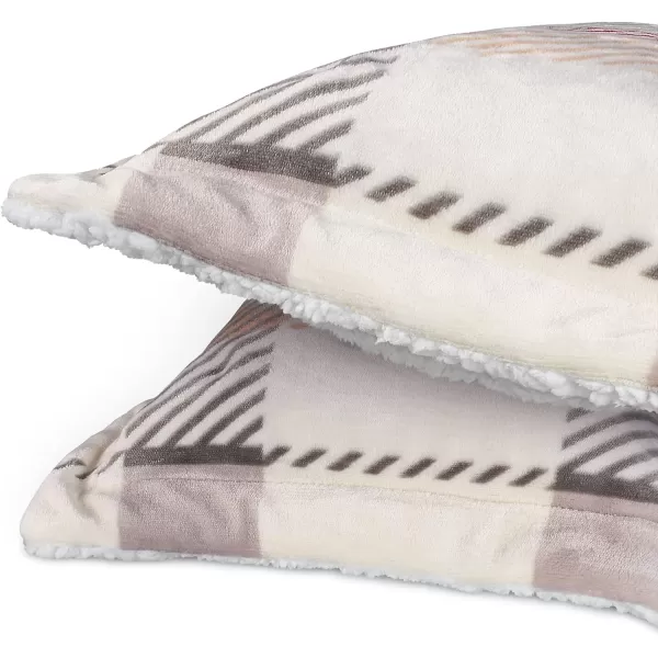 Catalonia Queen Size Sherpa Comforter Set UltraSoft Reversible Fluffy Micromink Bedding Set3 Pieces 1 Comforter and 2 Pillow ShamsKing Plaid Grey