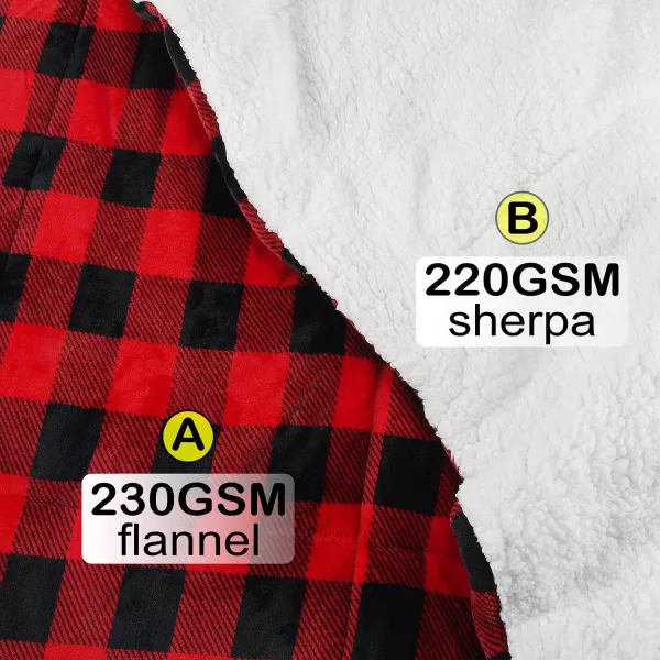 Catalonia Queen Size Sherpa Comforter Set UltraSoft Reversible Fluffy Micromink Bedding Set3 Pieces 1 Comforter and 2 Pillow ShamsKing Plaid Red