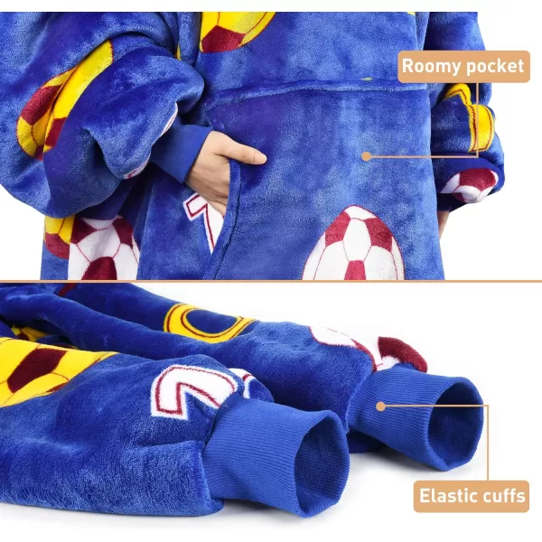 Catalonia Ribbit Deer Print Oversized Hoodie Blanket Sweatshirt Wearable Sherpa Giant Pullover for Adults Men Women Teenagers Wife Girlfriend GiftOne Size Soccer Team Blue