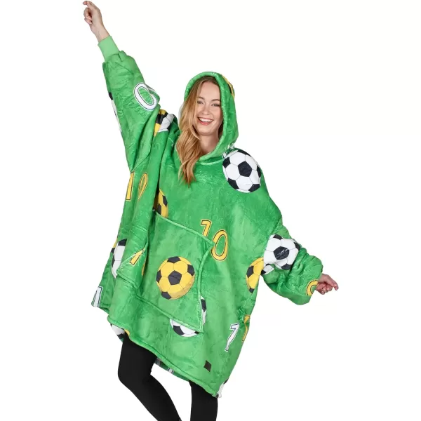 Catalonia Ribbit Deer Print Oversized Hoodie Blanket Sweatshirt Wearable Sherpa Giant Pullover for Adults Men Women Teenagers Wife Girlfriend GiftOne Size Soccer Team Green