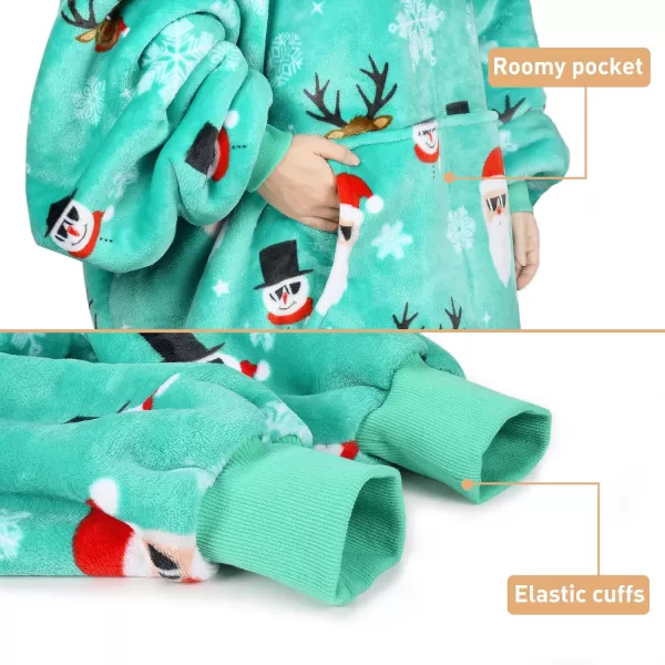 Catalonia Ribbit Deer Print Oversized Hoodie Blanket Sweatshirt Wearable Sherpa Giant Pullover for Adults Men Women Teenagers Wife Girlfriend GiftOne Size Santa Deer Green