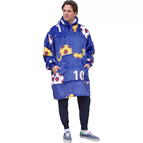 Catalonia Ribbit Deer Print Oversized Hoodie Blanket Sweatshirt Wearable Sherpa Giant Pullover for Adults Men Women Teenagers Wife Girlfriend GiftOne Size Soccer Team Blue