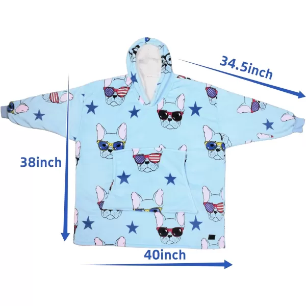 Catalonia Ribbit Deer Print Oversized Hoodie Blanket Sweatshirt Wearable Sherpa Giant Pullover for Adults Men Women Teenagers Wife Girlfriend GiftOne Size 80s Dog Blue