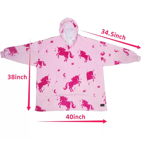 Catalonia Ribbit Deer Print Oversized Hoodie Blanket Sweatshirt Wearable Sherpa Giant Pullover for Adults Men Women Teenagers Wife Girlfriend GiftOne Size Unicorn Pink