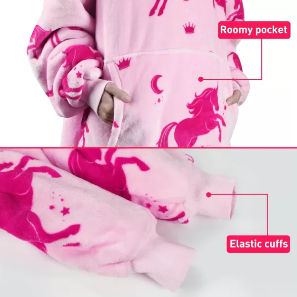 Catalonia Ribbit Deer Print Oversized Hoodie Blanket Sweatshirt Wearable Sherpa Giant Pullover for Adults Men Women Teenagers Wife Girlfriend GiftOne Size Unicorn Pink