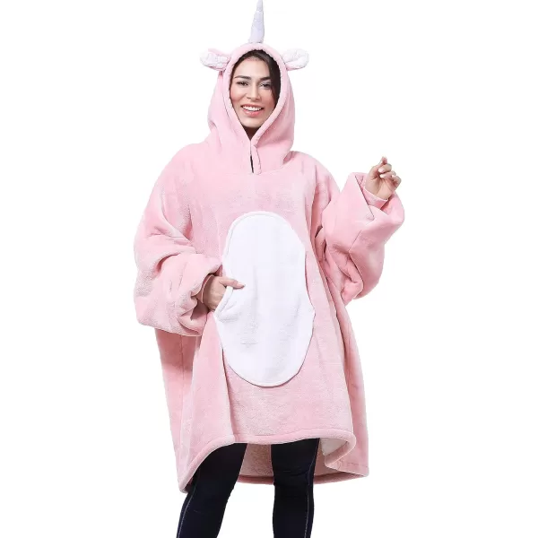 Catalonia Ribbit Deer Print Oversized Hoodie Blanket Sweatshirt Wearable Sherpa Giant Pullover for Adults Men Women Teenagers Wife Girlfriend GiftOne Size Unicorn