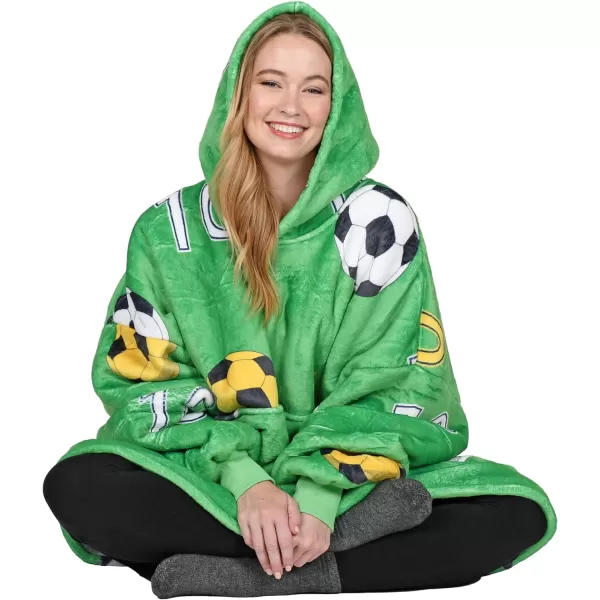 Catalonia Ribbit Deer Print Oversized Hoodie Blanket Sweatshirt Wearable Sherpa Giant Pullover for Adults Men Women Teenagers Wife Girlfriend GiftOne Size Soccer Team Green