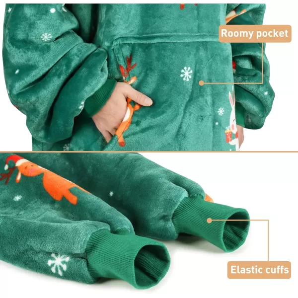 Catalonia Ribbit Deer Print Oversized Hoodie Blanket Sweatshirt Wearable Sherpa Giant Pullover for Adults Men Women Teenagers Wife Girlfriend GiftOne Size Ribbit Deer Green