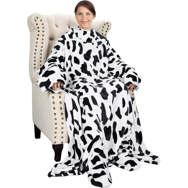 Catalonia Sherpa Wearable Blanket with Sleeves amp Foot Pockets for Adult Women Men Comfy Snuggle Wrap Sleeved Throw Blanket Robe Gift Idea PlaidFleece Dalmatian