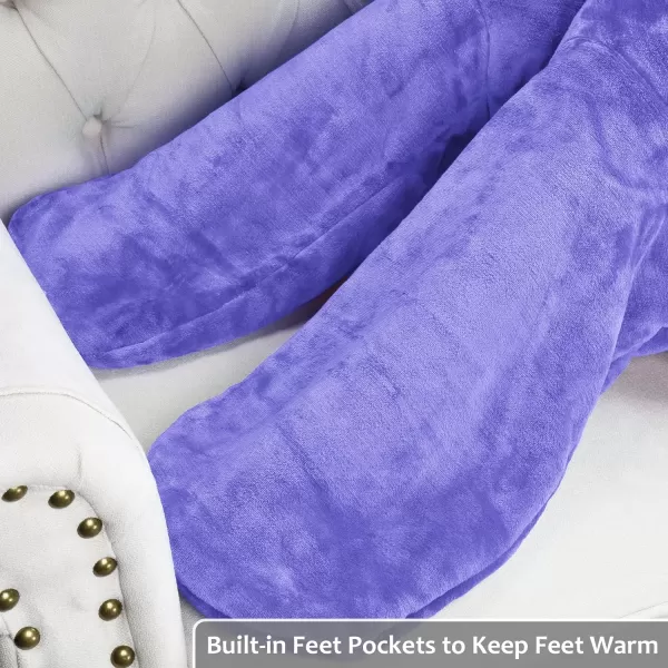Catalonia Sherpa Wearable Blanket with Sleeves amp Foot Pockets for Adult Women Men Comfy Snuggle Wrap Sleeved Throw Blanket Robe Gift Idea PlaidSherpa Lining Purple