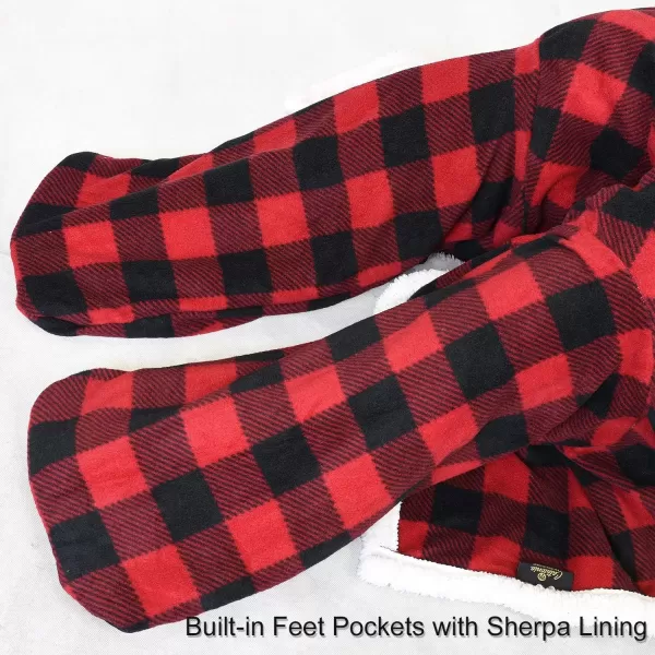 Catalonia Sherpa Wearable Blanket with Sleeves amp Foot Pockets for Adult Women Men Comfy Snuggle Wrap Sleeved Throw Blanket Robe Gift Idea PlaidSherpa Lining Red Checker