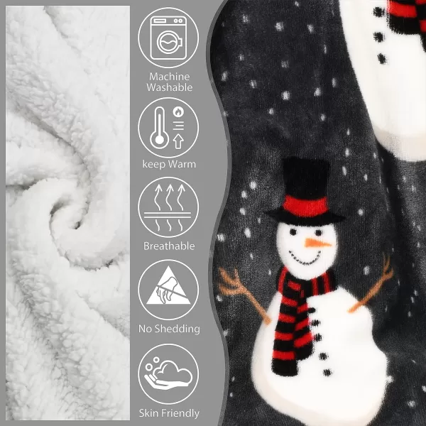 Catalonia Snowman Blanket Holiday Theme Sherpa Fleece Throw Blanket for Couch and Bed Christmas Blanket  Super Soft Comfy Cozy Fluffy Warm  60x80 inch Grey90x90 Snowman