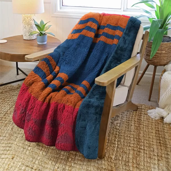 Catalonia Southwest Throw Blanket Aztec Blanket for Couch or Room Decor Reversible Comfy Fluffy Blanket Gift Blanket 50x60 inchesSw Stripe