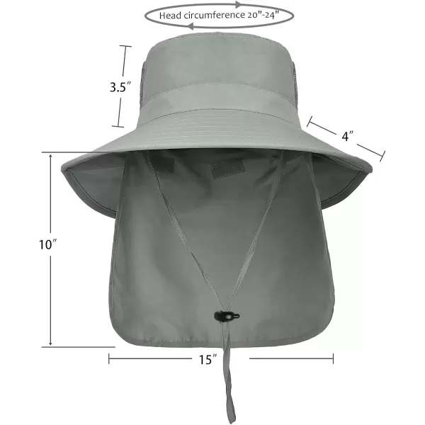 Catalonia Sun Hat for MenOutdoor Wide Brim Hat with Neck Flap Cover for Fishing Hiking Safari GardeningGrey  Side Mesh