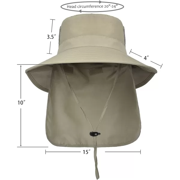 Catalonia Sun Hat for MenOutdoor Wide Brim Hat with Neck Flap Cover for Fishing Hiking Safari GardeningOlive  Side Mesh