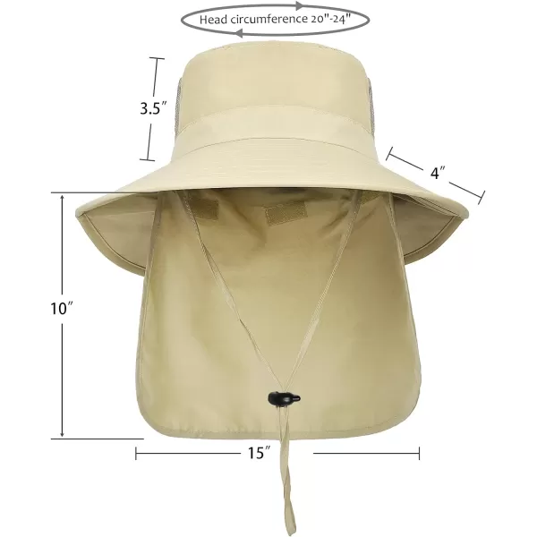 Catalonia Sun Hat for MenOutdoor Wide Brim Hat with Neck Flap Cover for Fishing Hiking Safari GardeningTan  Side Mesh