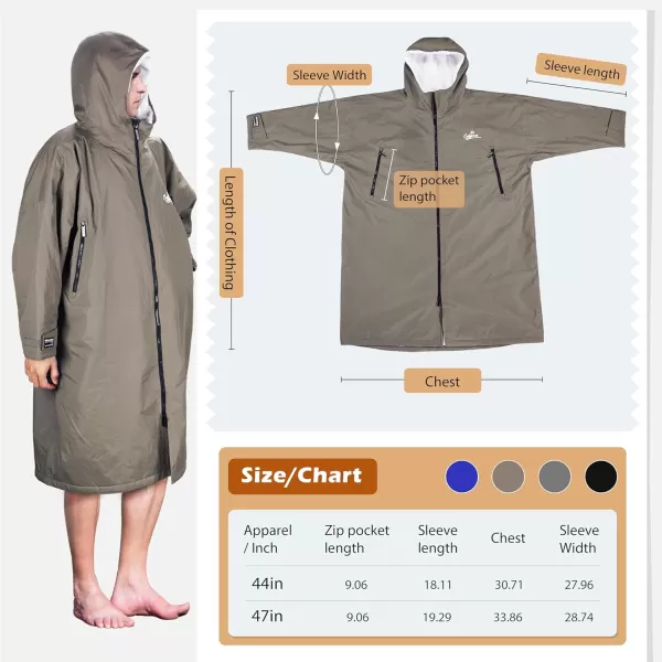 Catalonia Swim Parka for Men Women Waterproof Surf Swimming Jacket Warm Sherpa Lined Changing Poncho RobeCamel