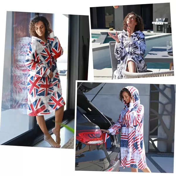 Catalonia Union Jack Print Blanket Hoodie Sweatshirt Oversized Wearable Fleece Pullover for Adults Men WomenUnion Flag  Fleece