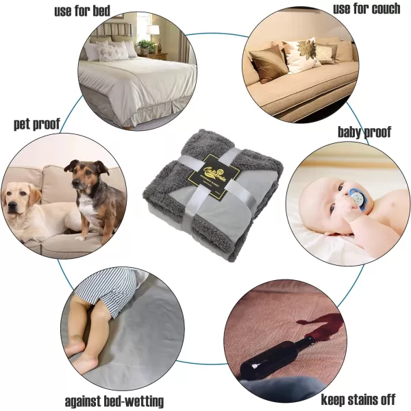 Catalonia Waterproof Blanket Pee Proof Couch Sofa Bed Protector Cover for Baby Super Cozy Plush Fleece Warm Sherpa Lining Throws and Blankets for Boating Camping Extra Large 80x90 GrayWineTaupe 80x90 inch