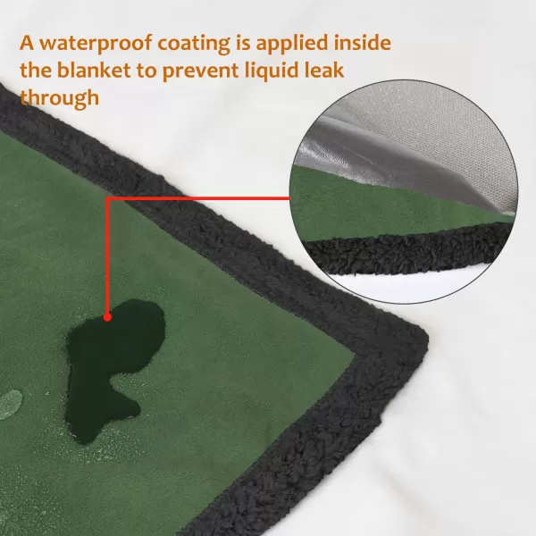 Catalonia Waterproof Blanket Pee Proof Couch Sofa Bed Protector Cover for Baby Super Cozy Plush Fleece Warm Sherpa Lining Throws and Blankets for Boating Camping Extra Large 80x90 GrayGreen  Black 60x80 inch