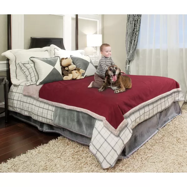 Catalonia Waterproof Blanket Pee Proof Couch Sofa Bed Protector Cover for Baby Super Cozy Plush Fleece Warm Sherpa Lining Throws and Blankets for Boating Camping Extra Large 80x90 GrayWineTaupe 80x90 inch