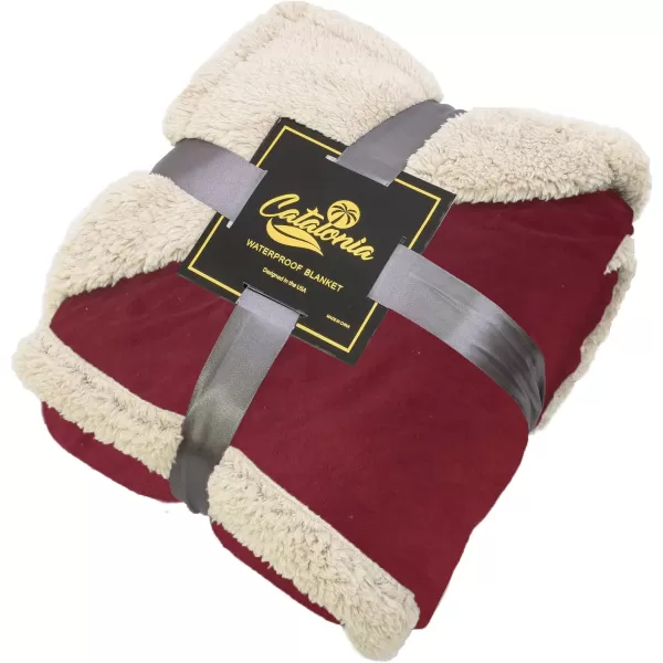 Catalonia Waterproof Blanket Pee Proof Couch Sofa Bed Protector Cover for Baby Super Cozy Plush Fleece Warm Sherpa Lining Throws and Blankets for Boating Camping Extra Large 80x90 GrayWineTaupe 80x90 inch
