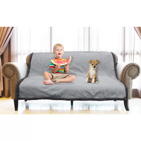 Catalonia Waterproof Blanket Pee Proof Couch Sofa Bed Protector Cover for Baby Super Cozy Plush Fleece Warm Sherpa Lining Throws and Blankets for Boating Camping Extra Large 80x90 GrayLt GrayDk Gray 60x80 inch