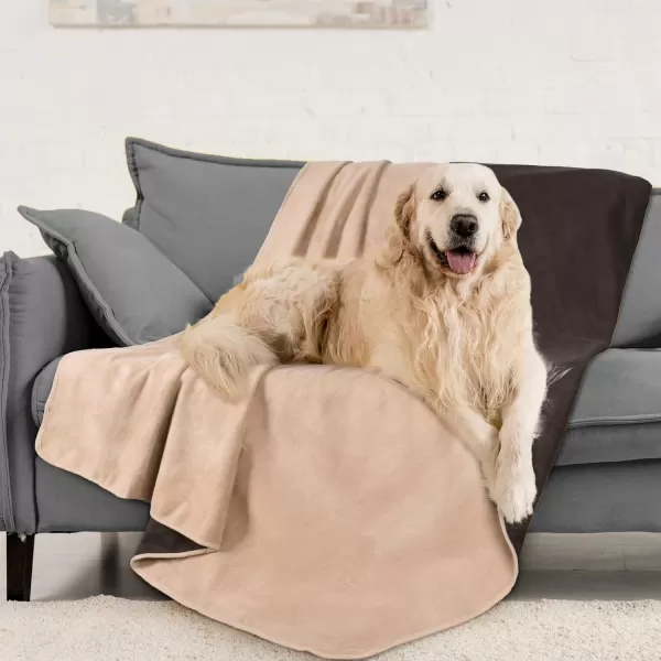 Catalonia Waterproof Blanket for Bed Reversible Baby Pet Doggy Pee Proof Fleece Blanket Large Couch Sofa Cover Furniture Boat Mattress Protector King SizeBrowntaupe 80x90 inch