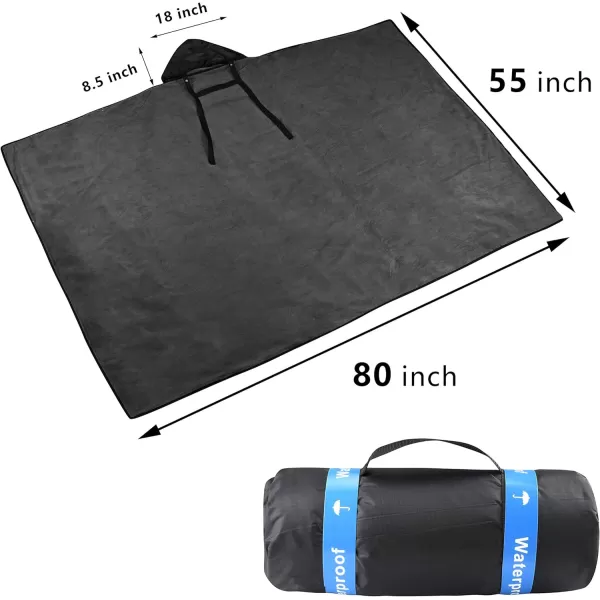 Catalonia Waterproof Blanket for Outdoor Hooded Blanket Poncho Windproof Warm for StadiumSporting Events CampingBlack  Black