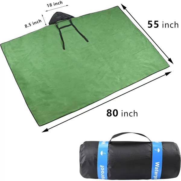 Catalonia Waterproof Blanket for Outdoor Hooded Blanket Poncho Windproof Warm for StadiumSporting Events CampingBlack  Green