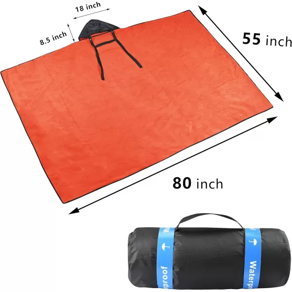 Catalonia Waterproof Blanket for Outdoor Hooded Blanket Poncho Windproof Warm for StadiumSporting Events CampingBlack  Orange