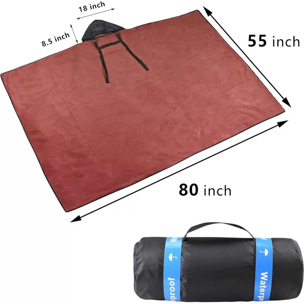 Catalonia Waterproof Blanket for Outdoor Hooded Blanket Poncho Windproof Warm for StadiumSporting Events CampingBlack  Wine