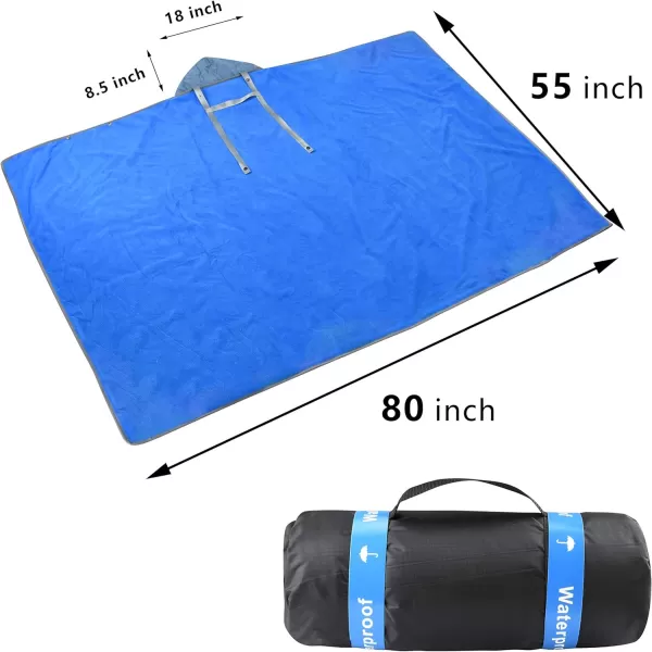 Catalonia Waterproof Blanket for Outdoor Hooded Blanket Poncho Windproof Warm for StadiumSporting Events CampingGrey  Blue