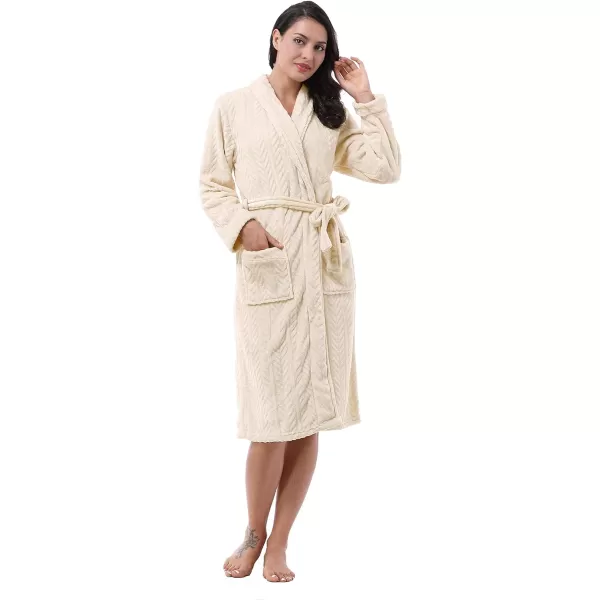 Catalonia Womens Fleece Long Bathrobe Herringbone Textured Soft Spa Hotel Plush RobeCatalonia Womens Fleece Long Bathrobe Herringbone Textured Soft Spa Hotel Plush Robe