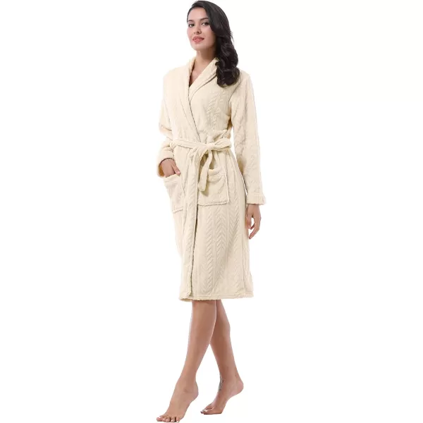 Catalonia Womens Fleece Long Bathrobe Herringbone Textured Soft Spa Hotel Plush RobeCatalonia Womens Fleece Long Bathrobe Herringbone Textured Soft Spa Hotel Plush Robe