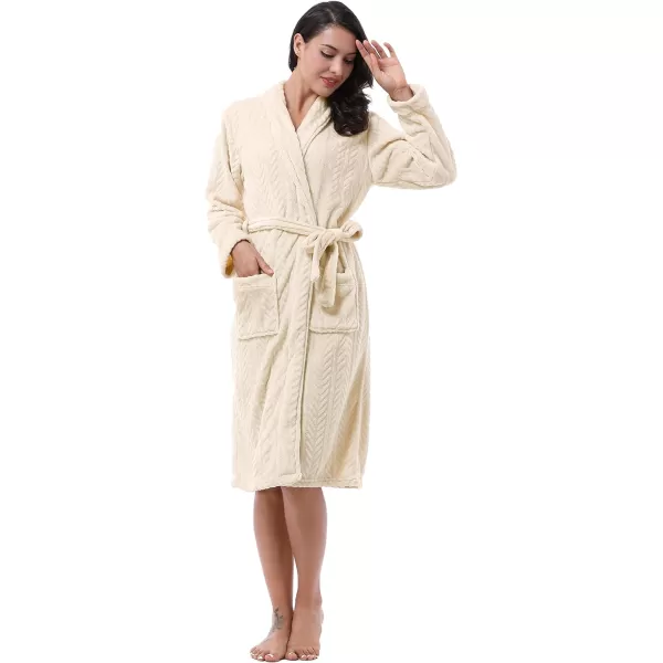 Catalonia Womens Fleece Long Bathrobe Herringbone Textured Soft Spa Hotel Plush RobeCatalonia Womens Fleece Long Bathrobe Herringbone Textured Soft Spa Hotel Plush Robe