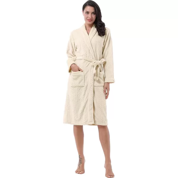 Catalonia Womens Fleece Long Bathrobe Herringbone Textured Soft Spa Hotel Plush RobeCatalonia Womens Fleece Long Bathrobe Herringbone Textured Soft Spa Hotel Plush Robe