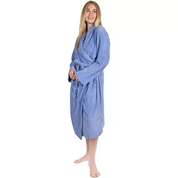 Catalonia Womens Fleece Long Robe Comfy Soft Chenille BathrobeBlue