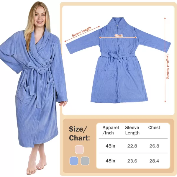 Catalonia Womens Fleece Long Robe Comfy Soft Chenille BathrobeBlue