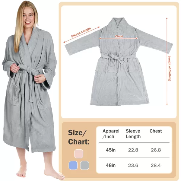 Catalonia Womens Fleece Long Robe Comfy Soft Chenille BathrobeGrey