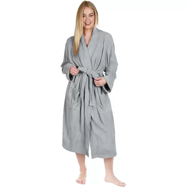 Catalonia Womens Fleece Long Robe Comfy Soft Chenille BathrobeGrey