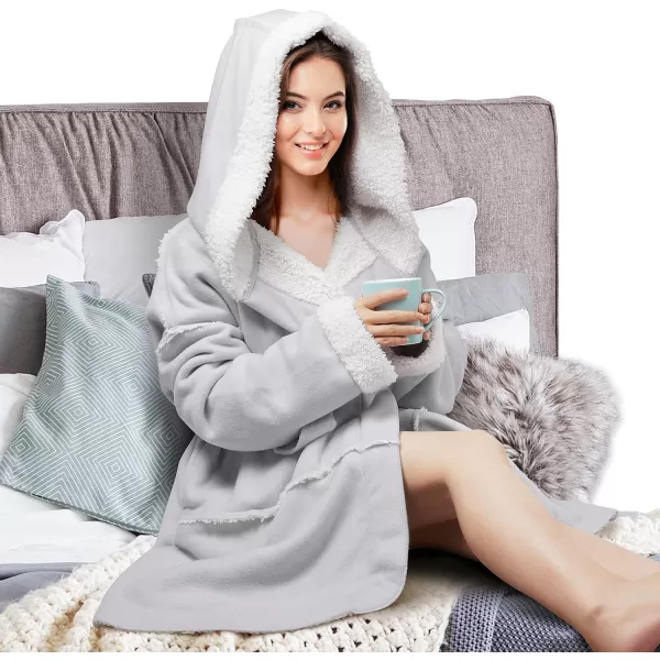 Catalonia Womens Hooded Robes Soft Warm Short Plush Fleece Bathrobe Sherpa Lined Dressing GownCatalonia Womens Hooded Robes Soft Warm Short Plush Fleece Bathrobe Sherpa Lined Dressing Gown