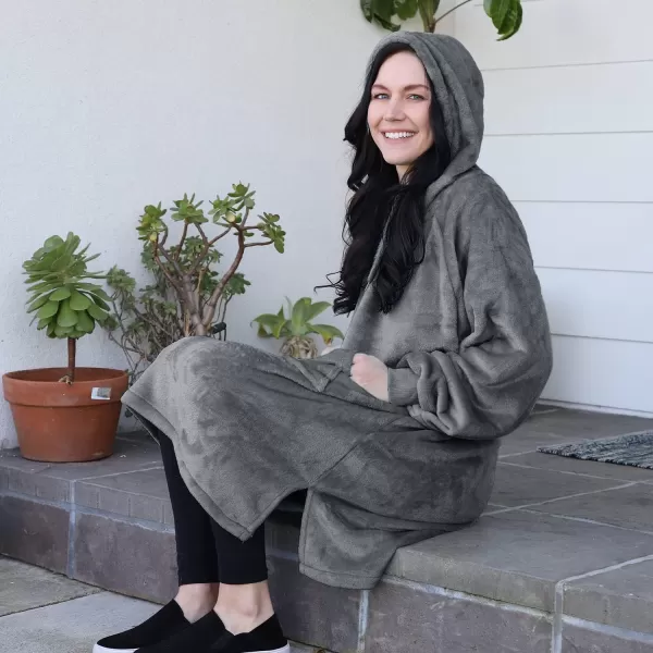 Catalonia Womens Plush Hoodie Sweatshirt Dress Casual Snuggly Wearable Blanket Pullover Sweater with Kangaroo Pocket Cozy and SoftOne Size Charcoalhoodie Dress