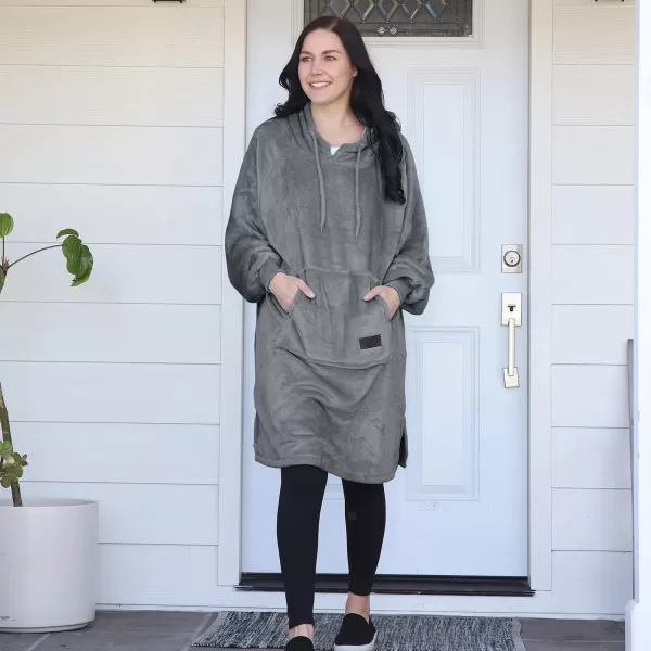 Catalonia Womens Plush Hoodie Sweatshirt Dress Casual Snuggly Wearable Blanket Pullover Sweater with Kangaroo Pocket Cozy and SoftOne Size Charcoalhoodie Dress