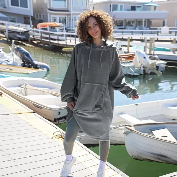 Catalonia Womens Plush Hoodie Sweatshirt Dress Casual Snuggly Wearable Blanket Pullover Sweater with Kangaroo Pocket Cozy and SoftOne Size Charcoalhoodie Dress