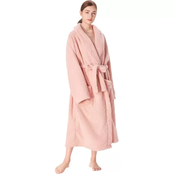 Catalonia Womens Plush Long Robe Shawlcollar Warm Comfy Fluffy Bathrobe Gift for HerBlack