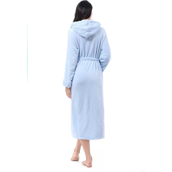 Catalonia Womens Plush Long Robe Shawlcollar Warm Comfy Fluffy Bathrobe Gift for HerLight Blue