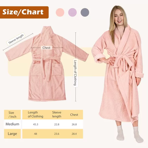 Catalonia Womens Plush Long Robe Shawlcollar Warm Comfy Fluffy Bathrobe Gift for HerPinkshawl