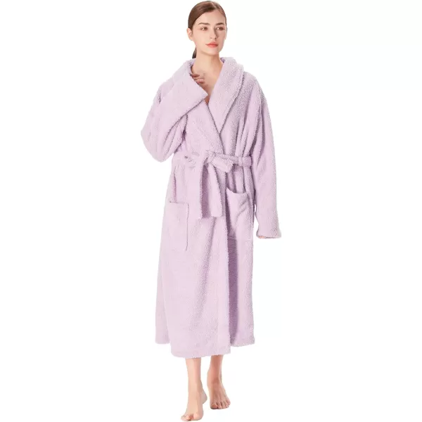 Catalonia Womens Plush Long Robe Shawlcollar Warm Comfy Fluffy Bathrobe Gift for HerPurpleshawl